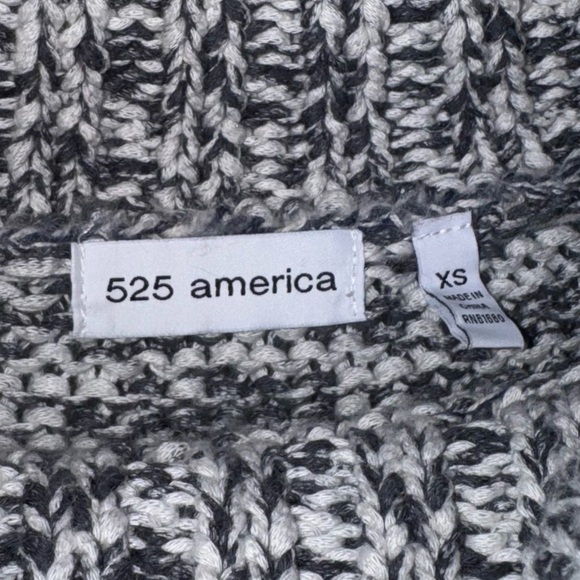 525 AMERICA Boucle Printed Tape Yarn Turtleneck Sweater Cotton Grey White XS - Picture 7 of 7